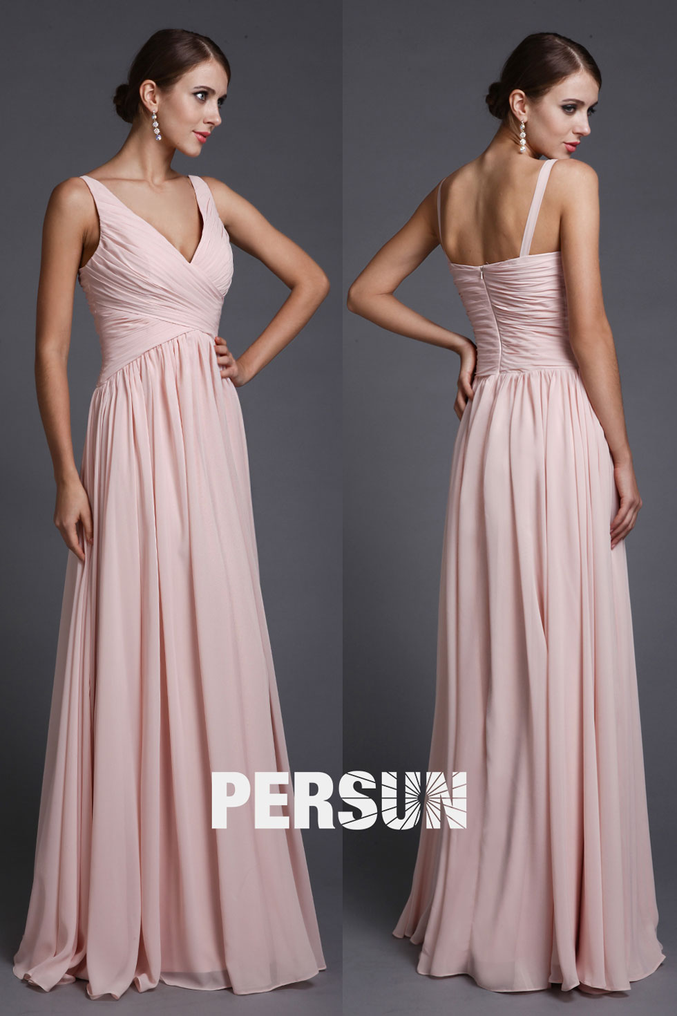 Robe Empire Rose Pour Soir E Longue Simple En Mousseline Persun Fr